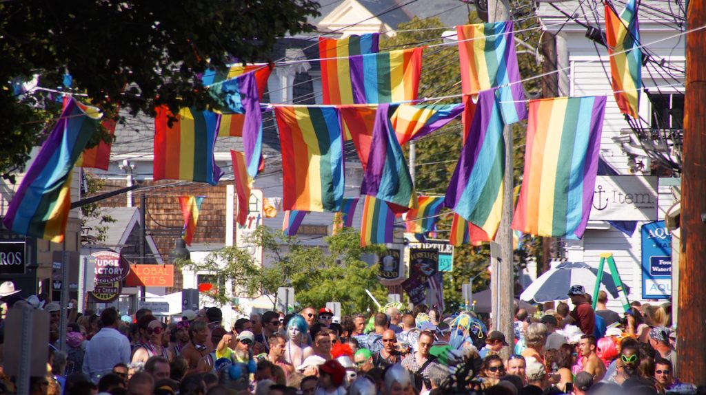 Neighborhood with pride flags